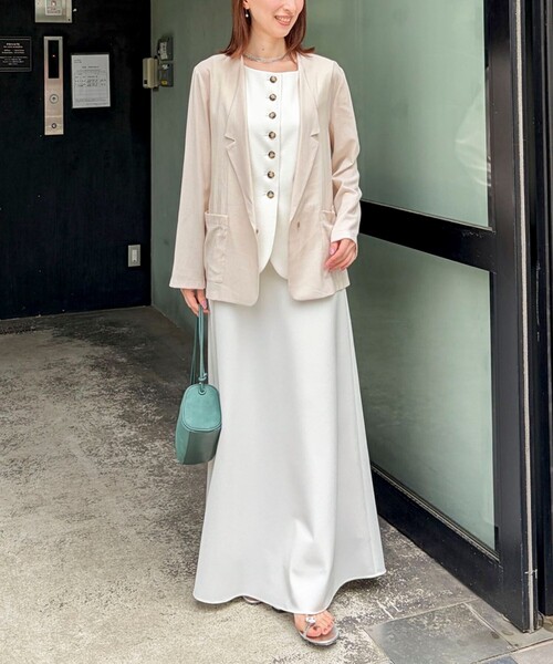 NOLLEY’S Sophi（ノーリーズソフィ）の「《セットアップ対応》ウォッシャブルドライシャンタンジレ（ベスト・レディース・ベージュ/オフホワイト・38）」の6枚目の写真