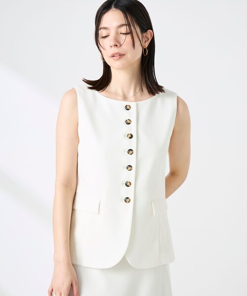 NOLLEY’S Sophi(ノーリーズソフィ)の「《セットアップ対応》ウォッシャブルドライシャンタンジレ(ベスト・レディース・ベージュ/オフホワイト・38)」の6枚目の写真