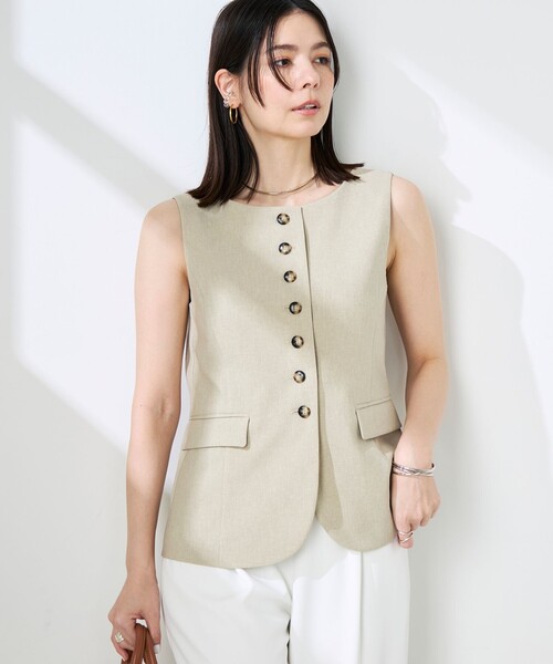 NOLLEY’S Sophi(ノーリーズソフィ)の「《セットアップ対応》ウォッシャブルドライシャンタンジレ(ベスト・レディース・ベージュ/オフホワイト・38)」の14枚目の写真