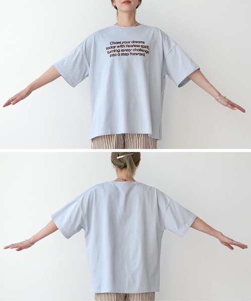 reca（レカ）の「配色フロッキーロゴプリントBIGTシャツ（Tシャツ/カットソー・レディース・オフホワイト/チャコールグレー/オートミール/ブルー系その他・FREE）」の22枚目の写真