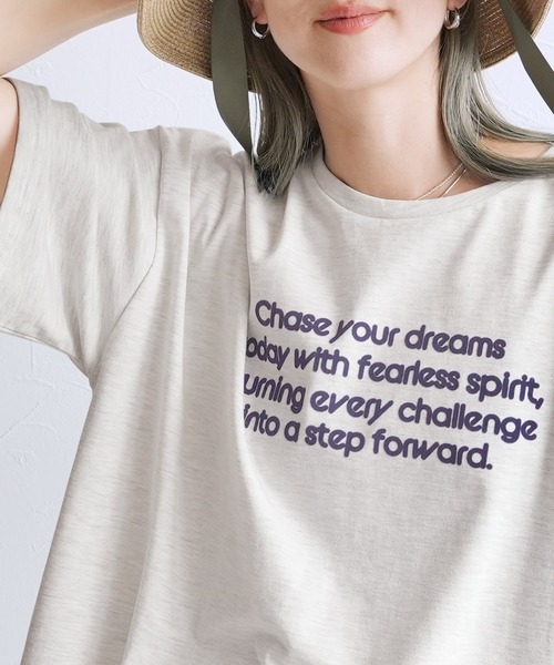 reca（レカ）の「配色フロッキーロゴプリントBIGTシャツ（Tシャツ/カットソー・レディース・オフホワイト/チャコールグレー/オートミール/ブルー系その他・FREE）」の14枚目の写真