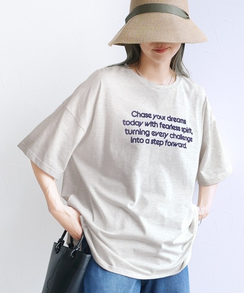 reca（レカ）の「配色フロッキーロゴプリントBIGTシャツ（Tシャツ/カットソー・レディース・オフホワイト/チャコールグレー/オートミール/ブルー系その他・FREE）」の16枚目の写真