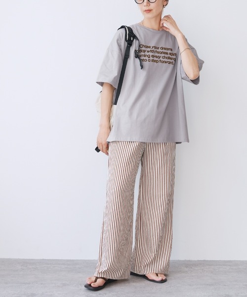 reca（レカ）の「配色フロッキーロゴプリントBIGTシャツ（Tシャツ/カットソー・レディース・オフホワイト/チャコールグレー/オートミール/ブルー系その他・FREE）」の18枚目の写真