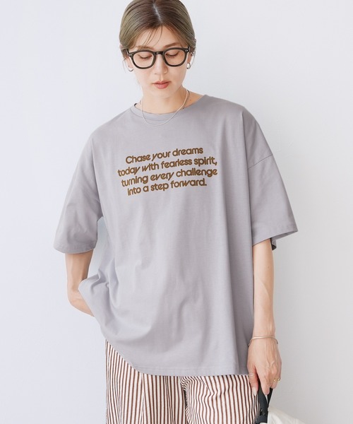 reca（レカ）の「配色フロッキーロゴプリントBIGTシャツ（Tシャツ/カットソー・レディース・オフホワイト/チャコールグレー/オートミール/ブルー系その他・FREE）」の20枚目の写真