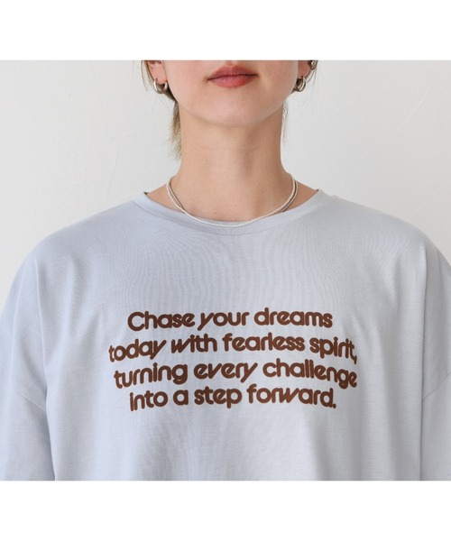reca(レカ)の「配色フロッキーロゴプリントBIGTシャツ(Tシャツ/カットソー・レディース・オフホワイト/チャコールグレー/オートミール/ブルー系その他・FREE)」の19枚目の写真