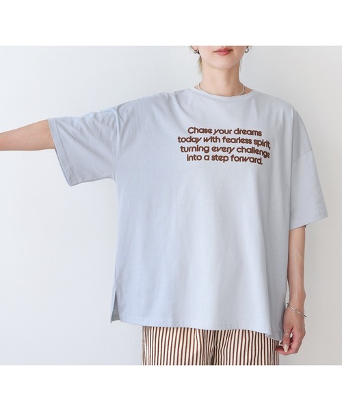 reca(レカ)の「配色フロッキーロゴプリントBIGTシャツ(Tシャツ/カットソー・レディース・オフホワイト/チャコールグレー/オートミール/ブルー系その他・FREE)」の20枚目の写真