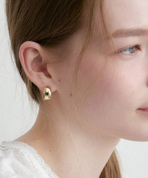 basic round one touch earrings (E065_gold medium)