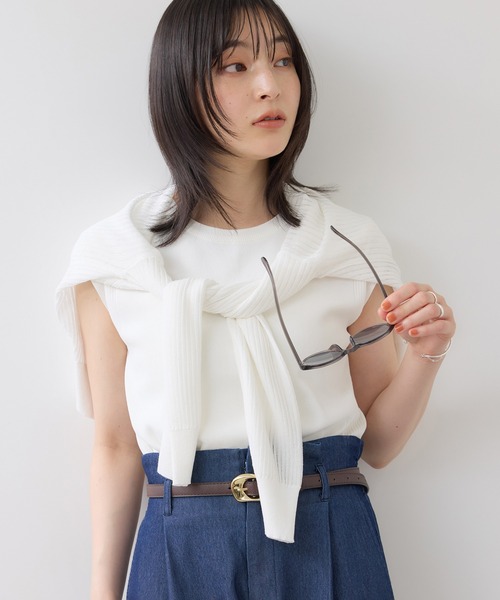 VIS(ビス)の「【WEB限定カラー】ICE BEAUTY 美人スリーブニットプルオーバ/UVケア・接触冷感(ニット/セーター・レディース・ブラック/ブラウン/レッド/オフホワイト/サックスブルー・FREE)」の9枚目の写真