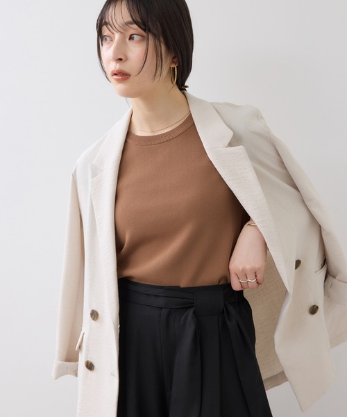 VIS(ビス)の「【WEB限定カラー】ICE BEAUTY 美人スリーブニットプルオーバ/UVケア・接触冷感(ニット/セーター・レディース・ブラック/ブラウン/レッド/オフホワイト/サックスブルー・FREE)」の22枚目の写真