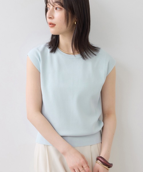 VIS(ビス)の「【WEB限定カラー】ICE BEAUTY 美人スリーブニットプルオーバ/UVケア・接触冷感(ニット/セーター・レディース・ブラック/ブラウン/レッド/オフホワイト/サックスブルー・FREE)」の12枚目の写真