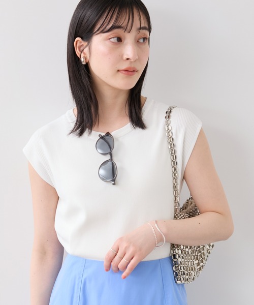 VIS(ビス)の「【WEB限定カラー】ICE BEAUTY 美人スリーブニットプルオーバ/UVケア・接触冷感(ニット/セーター・レディース・ブラック/ブラウン/レッド/オフホワイト/サックスブルー・FREE)」の15枚目の写真
