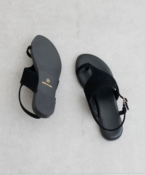 LARUTA(ラルータ)の「【LARUTA】フラットスエードサンダル(サンダル・レディース・ベージュ/ブラック・LARGE/MEDIUM)」の5枚目の写真