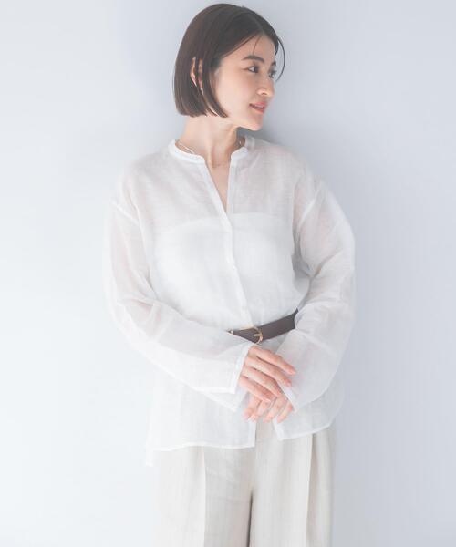 URBAN RESEARCH ROSSO WOMEN（アーバンリサーチ　ロッソ）の「リネンシアーカールマイヤーブラウス（シャツ/ブラウス・レディース・ブラック/グリーン/ホワイト・FREE）」の22枚目の写真