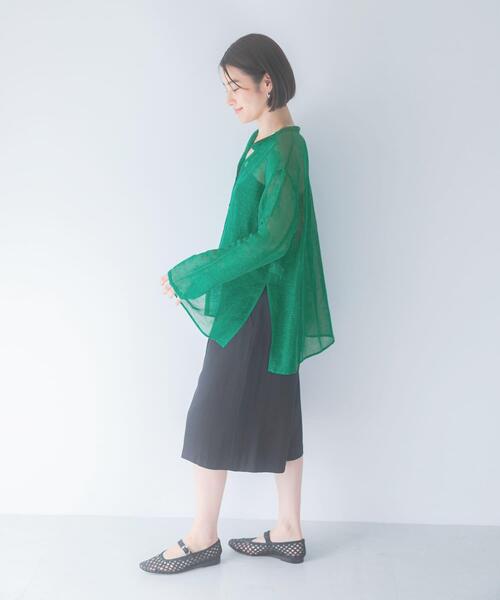 URBAN RESEARCH ROSSO WOMEN（アーバンリサーチ　ロッソ）の「リネンシアーカールマイヤーブラウス（シャツ/ブラウス・レディース・ブラック/グリーン/ホワイト・FREE）」の4枚目の写真