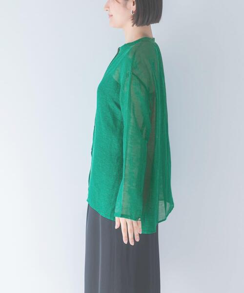 URBAN RESEARCH ROSSO WOMEN（アーバンリサーチ　ロッソ）の「リネンシアーカールマイヤーブラウス（シャツ/ブラウス・レディース・ブラック/グリーン/ホワイト・FREE）」の6枚目の写真