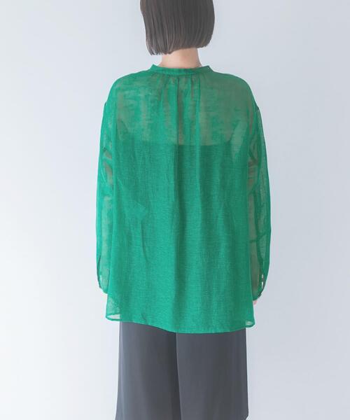 URBAN RESEARCH ROSSO WOMEN（アーバンリサーチ　ロッソ）の「リネンシアーカールマイヤーブラウス（シャツ/ブラウス・レディース・ブラック/グリーン/ホワイト・FREE）」の7枚目の写真