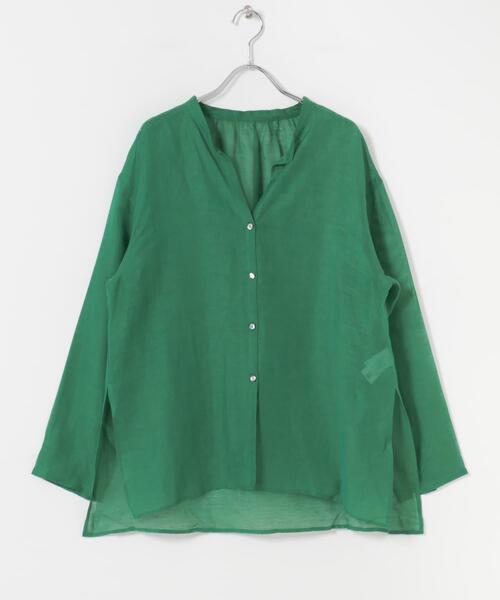 URBAN RESEARCH ROSSO WOMEN（アーバンリサーチ　ロッソ）の「リネンシアーカールマイヤーブラウス（シャツ/ブラウス・レディース・ブラック/グリーン/ホワイト・FREE）」の9枚目の写真