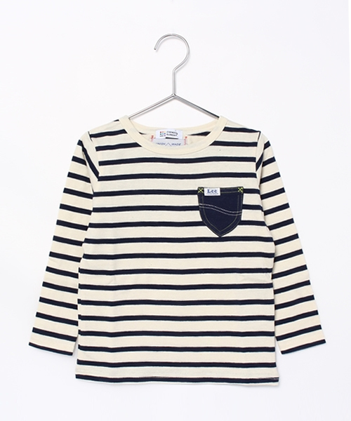 Lee（リー）の「ＬＥＥ　リー　ボーダーロンＴ（Tシャツ/カットソー・キッズ・ネイビー/ピンク/レッド・110cm/100cm/130cm/120cm）」の2枚目の写真