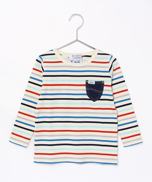 Lee（リー）の「ＬＥＥ　リー　ボーダーロンＴ（Tシャツ/カットソー・キッズ・ネイビー/ピンク/レッド・110cm/100cm/130cm/120cm）」の3枚目の写真
