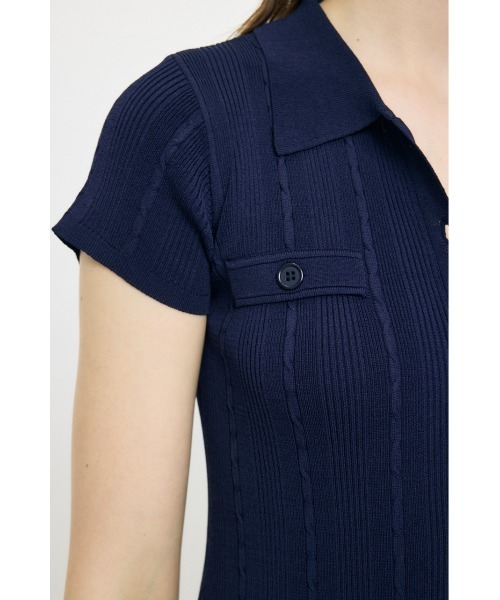 MOUSSY(マウジー)の「CABLE POLO KNIT ドレス(ワンピース・レディース・ブラウン/ブラック/ネイビー・1/2)」の6枚目の写真