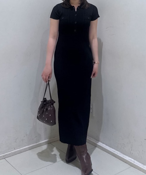 MOUSSY(マウジー)の「CABLE POLO KNIT ドレス(ワンピース・レディース・ブラウン/ブラック/ネイビー・1/2)」の18枚目の写真