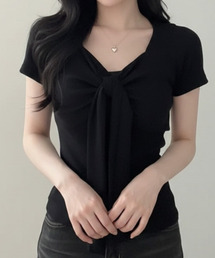 フロントリボン 半袖Tシャツ