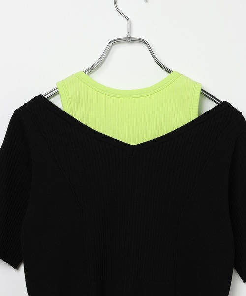 PAGEBOY(ページボーイ)の「【マシンウォッシャブル/前後2WAY】レースアップリブ×タンクSET(Tシャツ/カットソー・レディース・グレー/ブルー/ブラック・FREE)」の9枚目の写真