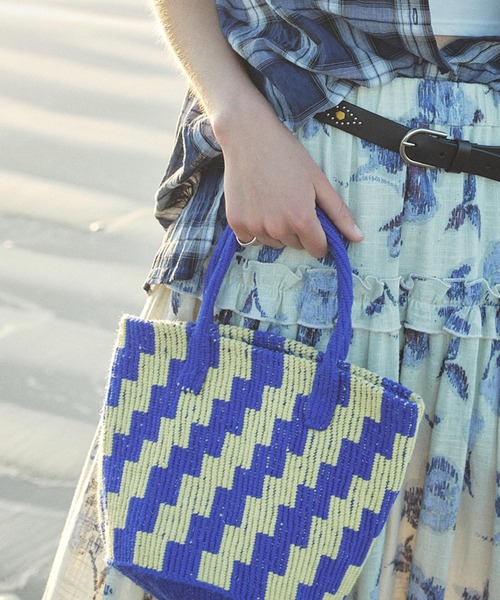 ROSE BUD（ローズバッド）の「AS SISAL BASKET BAG（かごバッグ・レディース・ピンク/ブルー・ONE SIZE）」の2枚目の写真