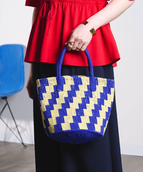 ROSE BUD（ローズバッド）の「AS SISAL BASKET BAG（かごバッグ・レディース・ピンク/ブルー・ONE SIZE）」の6枚目の写真
