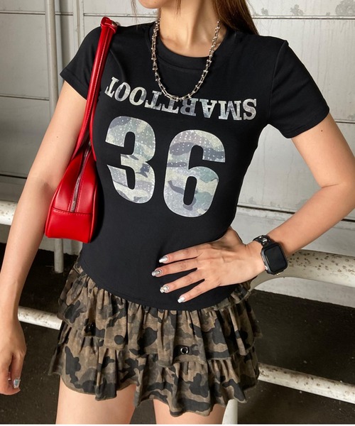 non-hedge(ノンヘッジ)の「迷彩ロゴチビTシャツ(Tシャツ/カットソー・レディース・ブラック/オフホワイト/グレー・FREE)」の8枚目の写真