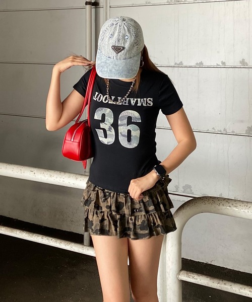 non-hedge(ノンヘッジ)の「迷彩ロゴチビTシャツ(Tシャツ/カットソー・レディース・ブラック/オフホワイト/グレー・FREE)」の10枚目の写真