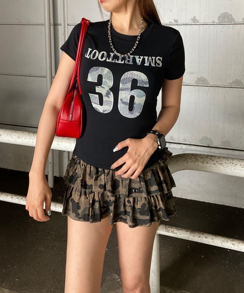 non-hedge(ノンヘッジ)の「迷彩ロゴチビTシャツ(Tシャツ/カットソー・レディース・ブラック/オフホワイト/グレー・FREE)」の11枚目の写真