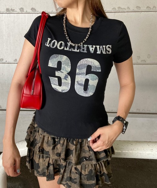 non-hedge(ノンヘッジ)の「迷彩ロゴチビTシャツ(Tシャツ/カットソー・レディース・ブラック/オフホワイト/グレー・FREE)」の12枚目の写真