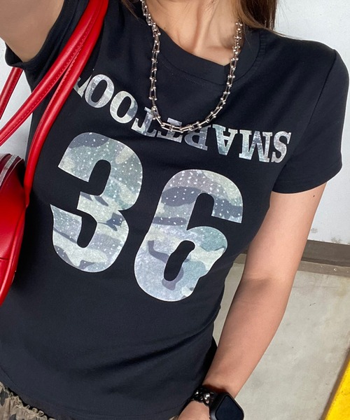 non-hedge(ノンヘッジ)の「迷彩ロゴチビTシャツ(Tシャツ/カットソー・レディース・ブラック/オフホワイト/グレー・FREE)」の14枚目の写真
