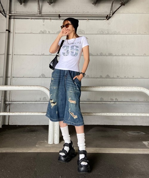 non-hedge(ノンヘッジ)の「迷彩ロゴチビTシャツ(Tシャツ/カットソー・レディース・ブラック/オフホワイト/グレー・FREE)」の15枚目の写真