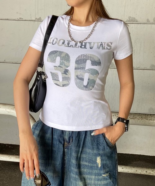 non-hedge(ノンヘッジ)の「迷彩ロゴチビTシャツ(Tシャツ/カットソー・レディース・ブラック/オフホワイト/グレー・FREE)」の17枚目の写真
