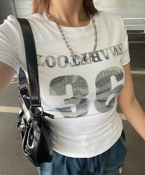non-hedge(ノンヘッジ)の「迷彩ロゴチビTシャツ(Tシャツ/カットソー・レディース・ブラック/オフホワイト/グレー・FREE)」の20枚目の写真