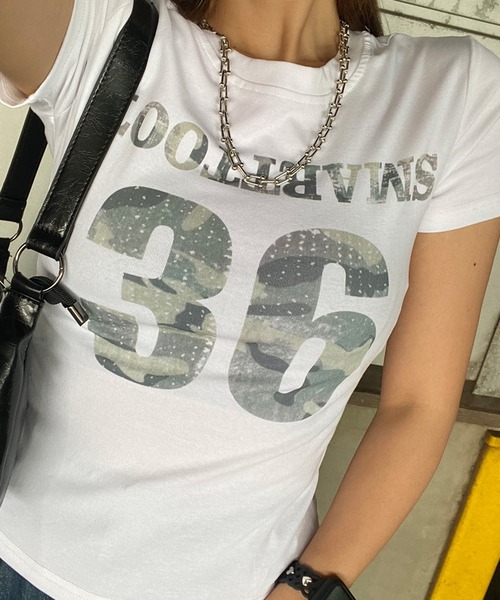non-hedge(ノンヘッジ)の「迷彩ロゴチビTシャツ(Tシャツ/カットソー・レディース・ブラック/オフホワイト/グレー・FREE)」の22枚目の写真