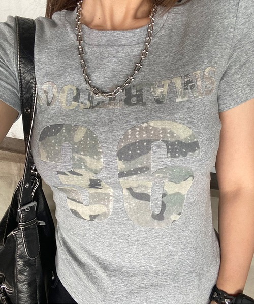 non-hedge(ノンヘッジ)の「迷彩ロゴチビTシャツ(Tシャツ/カットソー・レディース・ブラック/オフホワイト/グレー・FREE)」の5枚目の写真