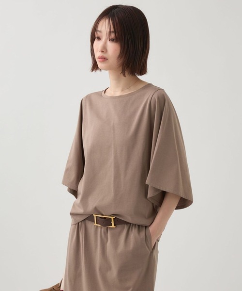 BABYLONE(バビロン)の「ワイドスリーブクルーネックプルオーバー(Tシャツ/カットソー・レディース・カーキ/ホワイト/チャコール・フリー)」の3枚目の写真