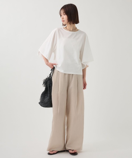 BABYLONE(バビロン)の「ワイドスリーブクルーネックプルオーバー(Tシャツ/カットソー・レディース・カーキ/ホワイト/チャコール・フリー)」の14枚目の写真