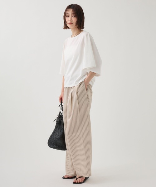 BABYLONE(バビロン)の「ワイドスリーブクルーネックプルオーバー(Tシャツ/カットソー・レディース・カーキ/ホワイト/チャコール・フリー)」の15枚目の写真