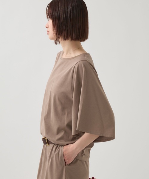 BABYLONE(バビロン)の「ワイドスリーブクルーネックプルオーバー(Tシャツ/カットソー・レディース・カーキ/ホワイト/チャコール・フリー)」の18枚目の写真
