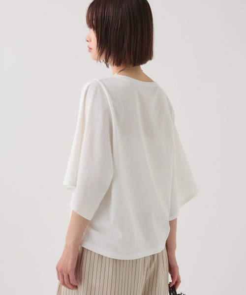 BABYLONE(バビロン)の「ワイドスリーブクルーネックプルオーバー(Tシャツ/カットソー・レディース・カーキ/ホワイト/チャコール・フリー)」の13枚目の写真