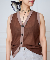《手洗い可》IENA LA BOUCLE シアーニットバイカラーベスト