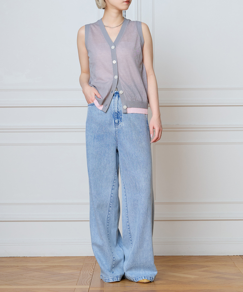 IENA LA BOUCLE(イエナラブークル)の「《手洗い可》IENA LA BOUCLE シアーニットバイカラーベスト(ベスト・レディース・ベージュ/グレー・FREE)」の17枚目の写真
