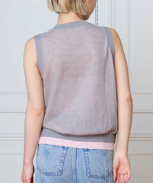 IENA LA BOUCLE(イエナラブークル)の「《手洗い可》IENA LA BOUCLE シアーニットバイカラーベスト(ベスト・レディース・ベージュ/グレー・FREE)」の5枚目の写真