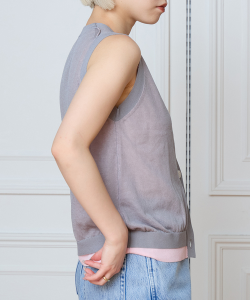 IENA LA BOUCLE(イエナラブークル)の「《手洗い可》IENA LA BOUCLE シアーニットバイカラーベスト(ベスト・レディース・ベージュ/グレー・FREE)」の6枚目の写真