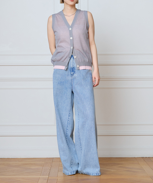 IENA LA BOUCLE(イエナラブークル)の「《手洗い可》IENA LA BOUCLE シアーニットバイカラーベスト(ベスト・レディース・ベージュ/グレー・FREE)」の9枚目の写真