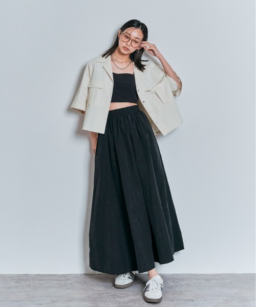 W:Huku（フーク）の「ダブル ポケット ハーフ シャツ ジャケット（シャツ/ブラウス・レディース・ホワイト系その他/ブルー系その他/ブラック/アッシュグレー・M/L）」の9枚目の写真